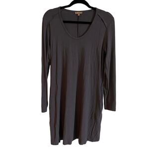 Anthropologie Lilla P Gray Long Sleeves Stretch Casual Dress Size Large